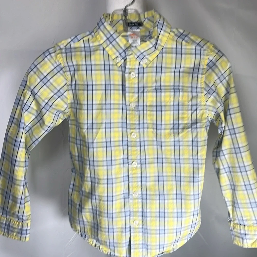 Gymboree slim fit button down dress shirt Light yellow/Light Blue plaid Medium